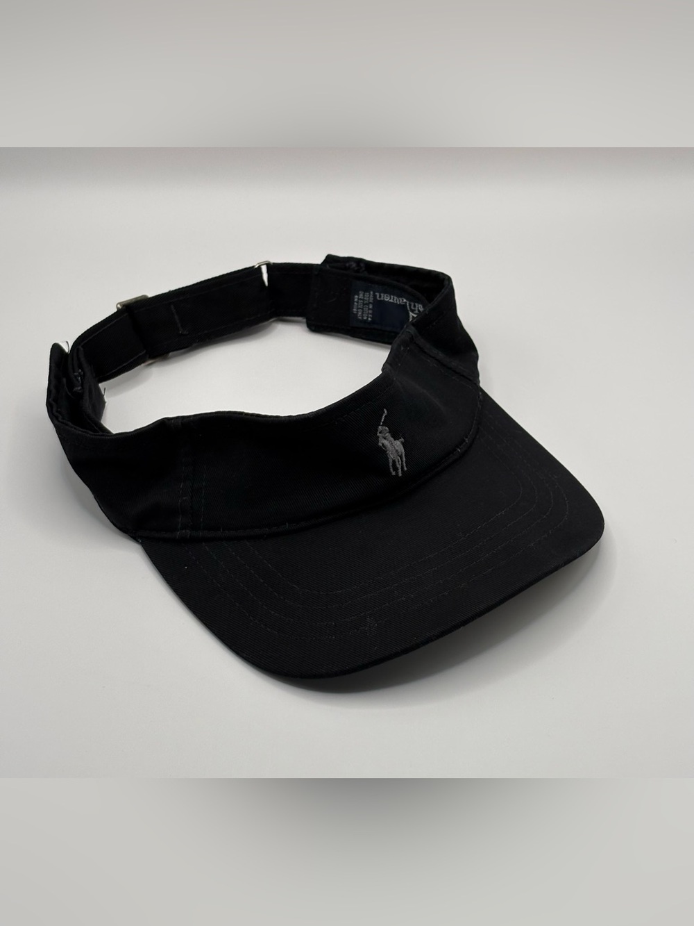 Polo Ralph Lauren Black Pony Logo Adjustable Golf Visor Classic Preppy